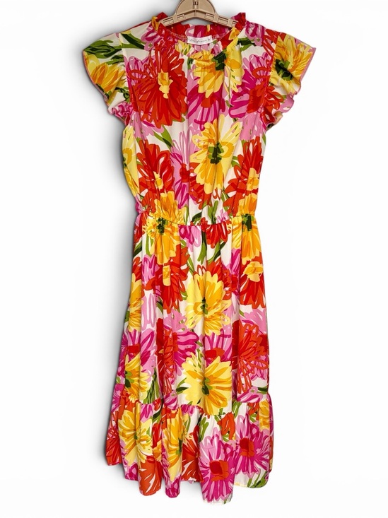Ces Femme Dresses & Skirts - Ces Femme Womens M Bright Floral Dress Flutter Sleeve Tiered Resort